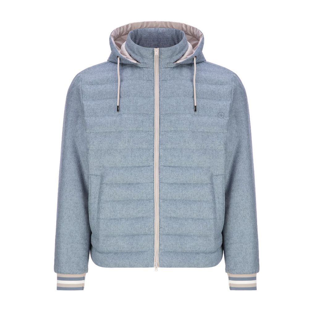 Herno Blue Silk Men Jacket Herno