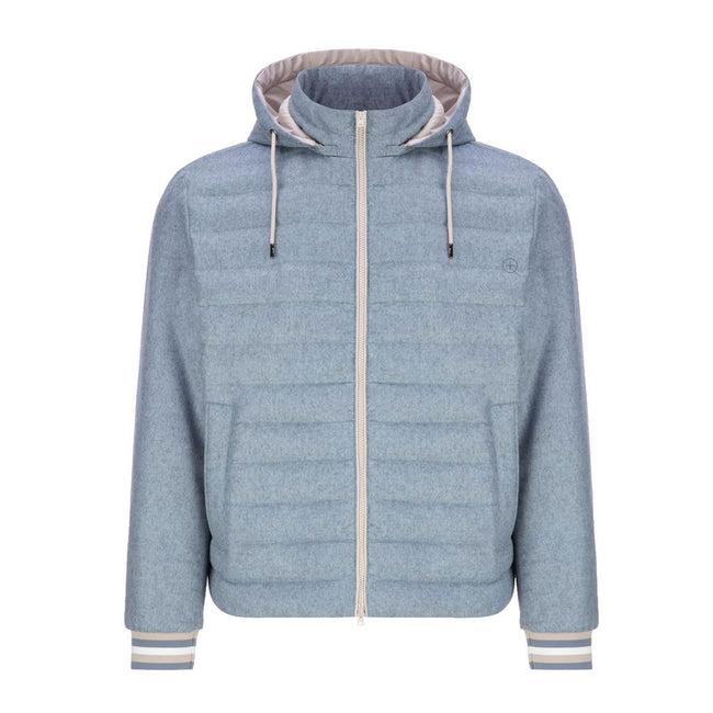 Herno Blue Silk Men Jacket Herno