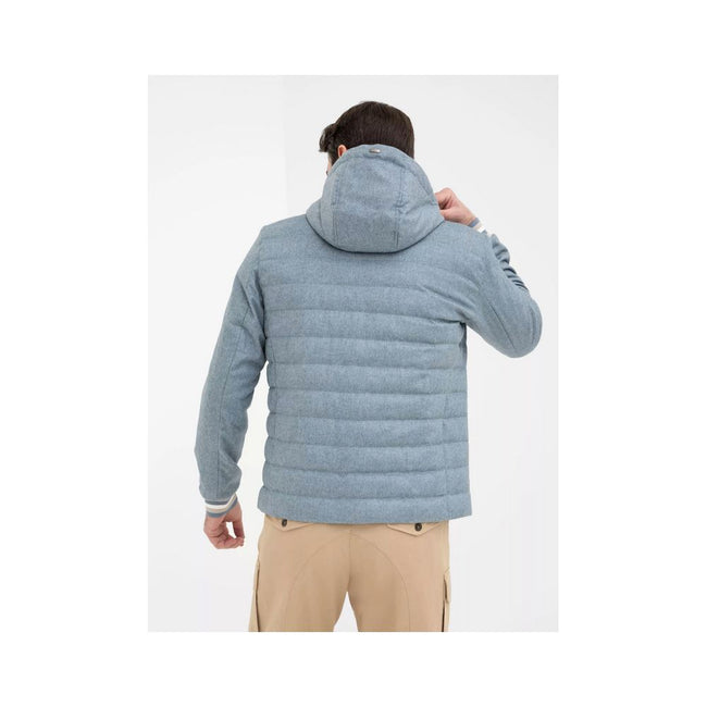 Herno Blue Silk Men Jacket Herno