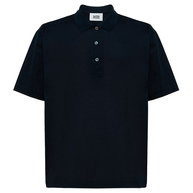 Alpha Studio Blue Cotton Polo Shirt Alpha Studio