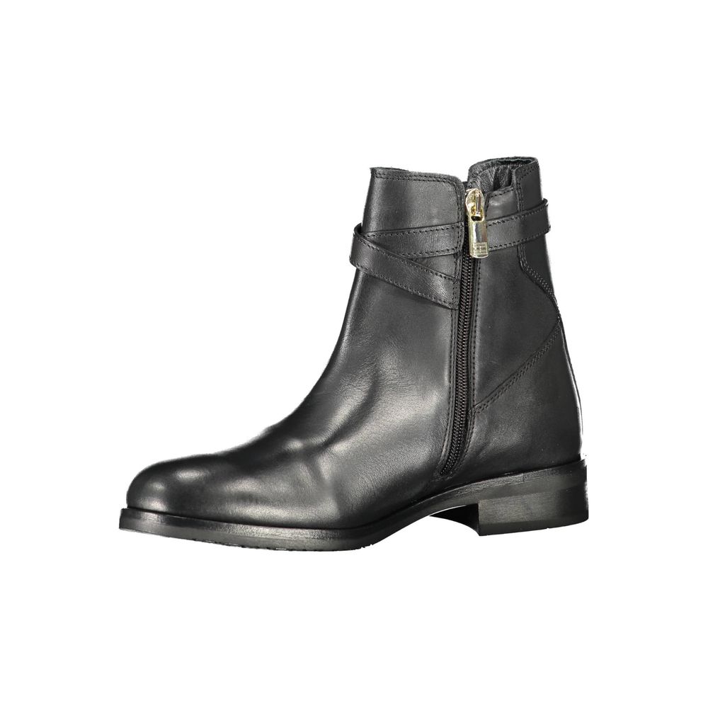 Tommy Hilfiger Black Leather Women Boot Tommy Hilfiger