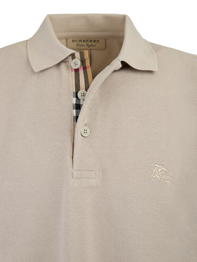 Burberry Pale Stone Cotton Collared Polo Shirt Burberry