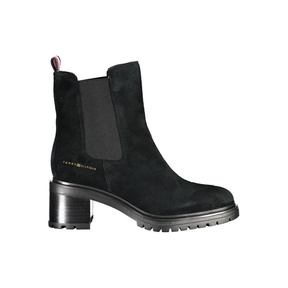 Tommy Hilfiger Black Leather Women Boot Tommy Hilfiger