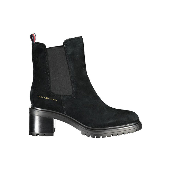 Tommy Hilfiger Black Leather Women Boot Tommy Hilfiger