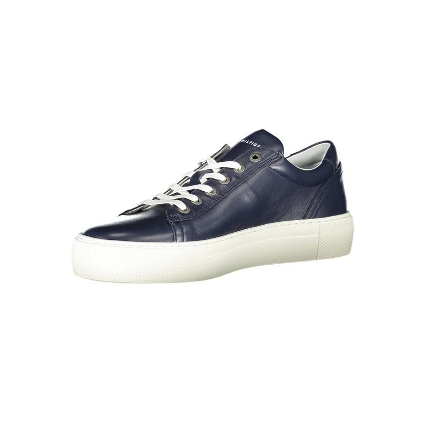 Tommy Hilfiger Blue Leather Men Sneaker Tommy Hilfiger