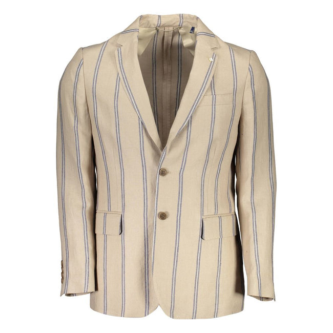 Gant Beige Linen Men Jacket Gant