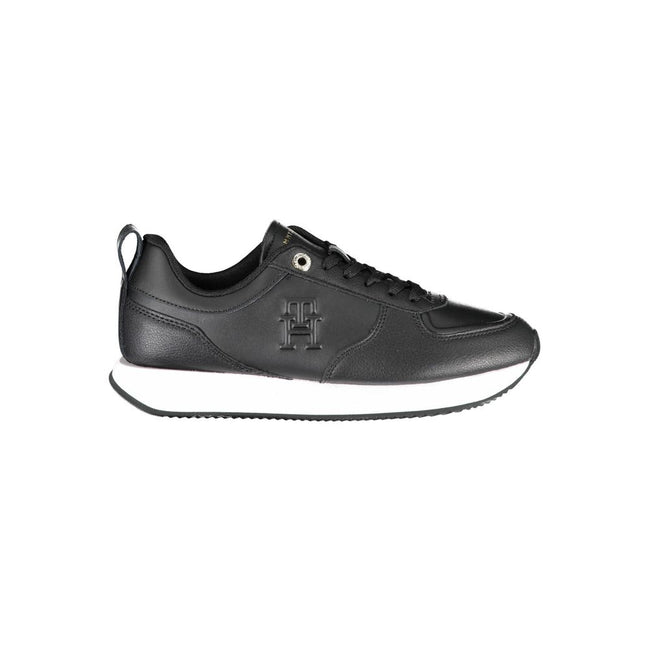 Tommy Hilfiger Black Leather Women Sneaker Tommy Hilfiger