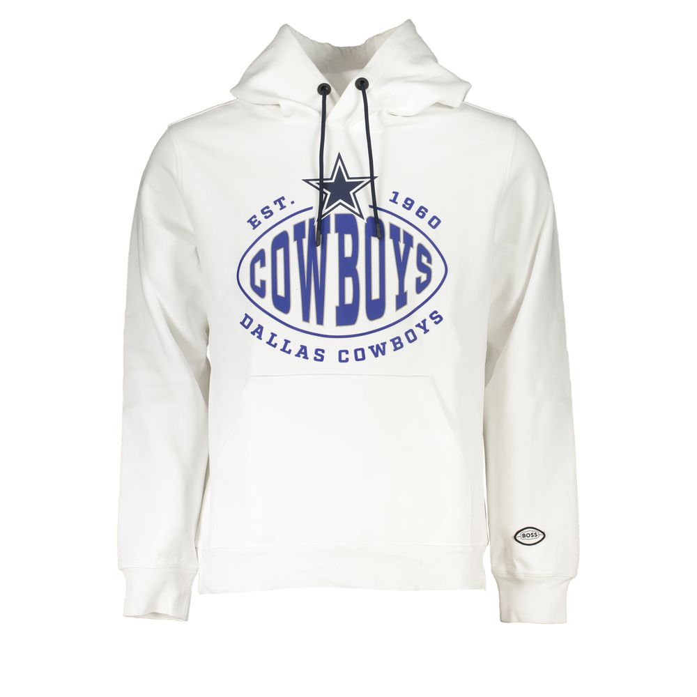 Hugo Boss White Cotton Men Sweater with Hood Hugo Boss