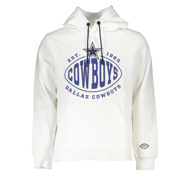 Hugo Boss White Cotton Men Sweater with Hood Hugo Boss