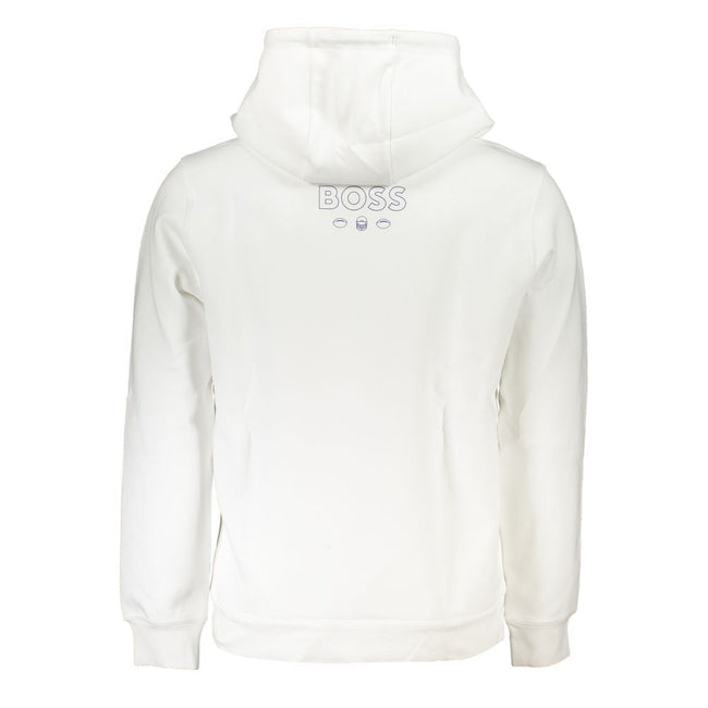 Hugo Boss White Cotton Men Sweater with Hood Hugo Boss