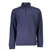 Hugo Boss Blue Cotton Men Sweater with Half Zip Closure Hugo Boss