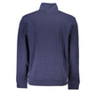 Hugo Boss Blue Cotton Men Sweater with Half Zip Closure Hugo Boss