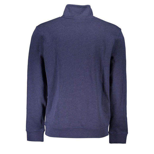 Hugo Boss Blue Cotton Men Sweater with Half Zip Closure Hugo Boss