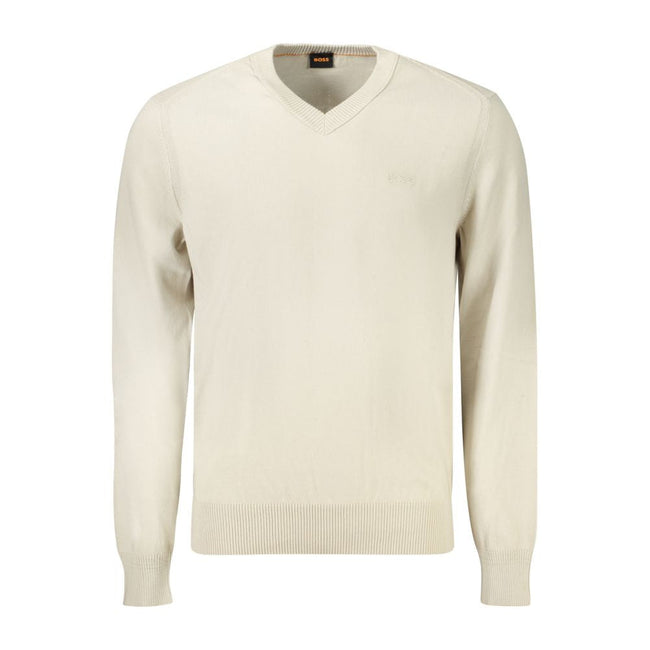 Hugo Boss Beige Cotton Men Sweater Hugo Boss