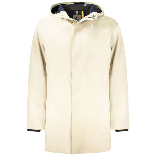 K-WAY Beige Polyester Men Trench Coat K-WAY