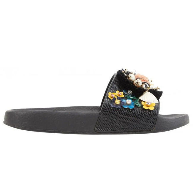Dolce & Gabbana Black Calfskin Women Sandal Dolce & Gabbana