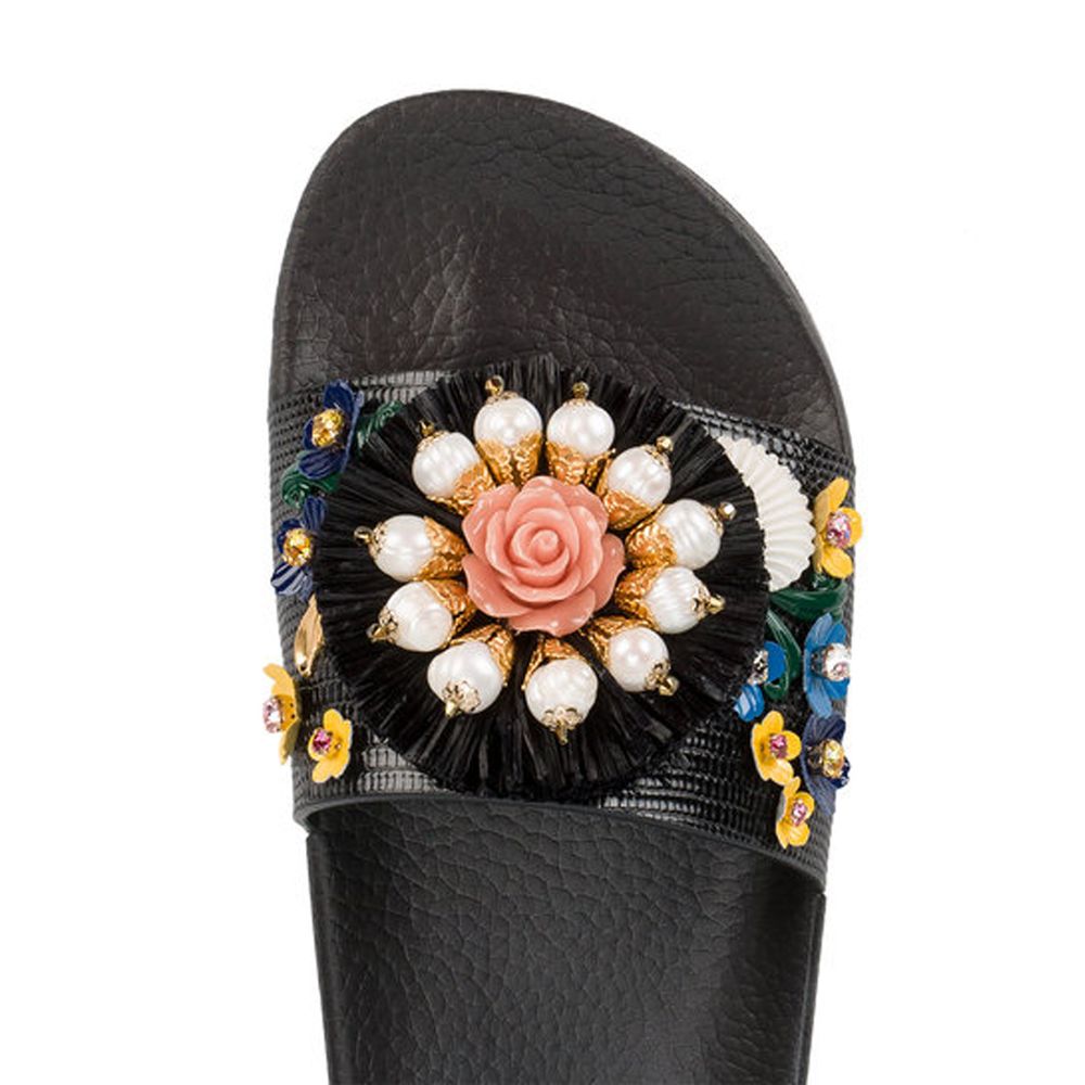 Dolce & Gabbana Black Calfskin Women Sandal Dolce & Gabbana