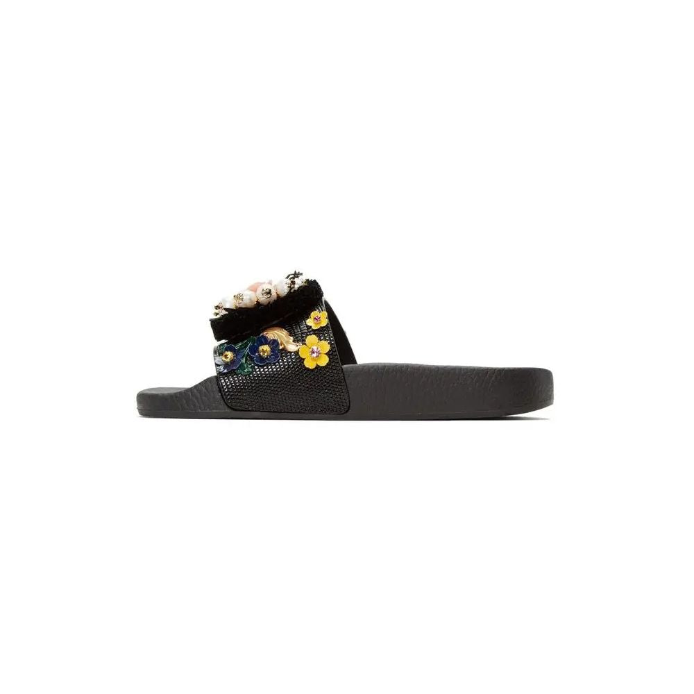 Dolce & Gabbana Black Calfskin Women Sandal Dolce & Gabbana