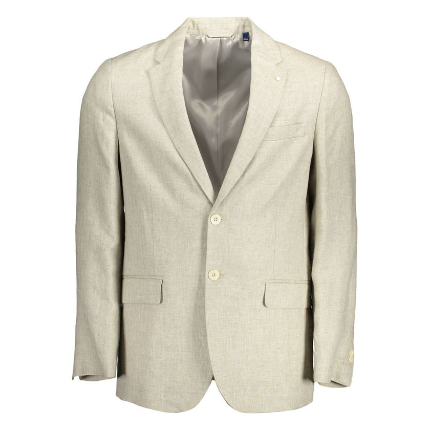 Gant Beige Linen Men Jacket Gant