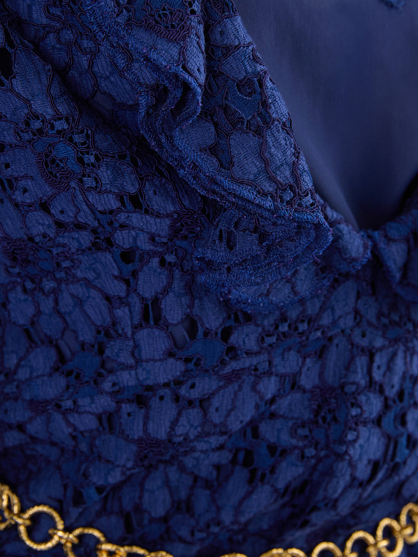 Gucci Blu Viscose and Cotton Mid Long Dress Gucci