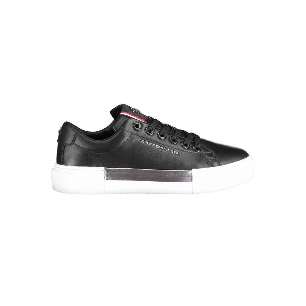 Tommy Hilfiger Black Leather Women Sneaker Tommy Hilfiger