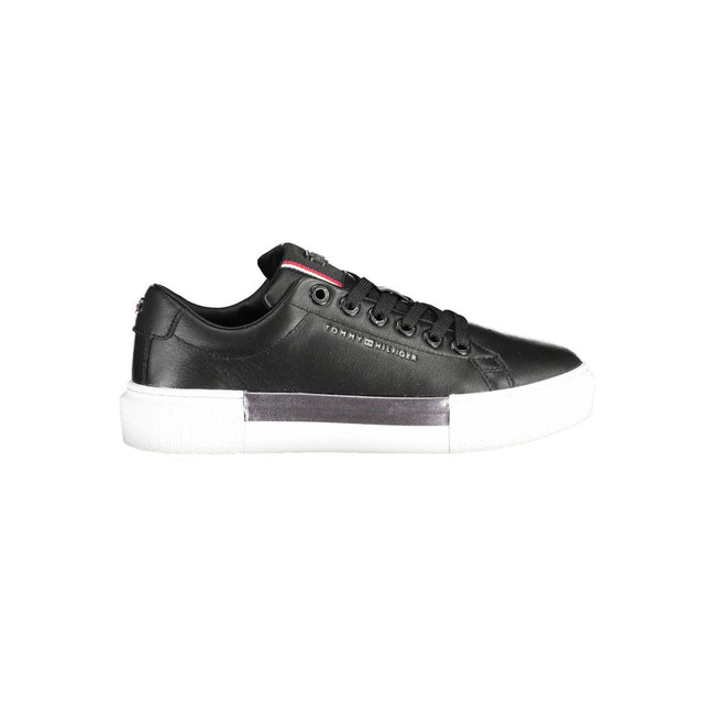 Tommy Hilfiger Black Leather Women Sneaker Tommy Hilfiger