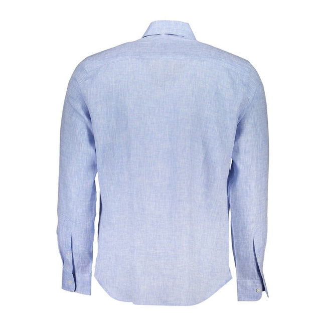 North Sails Light Blue Linen Men Shirt North Sails