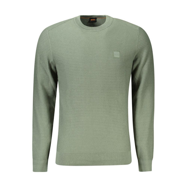 Hugo Boss Green Cotton Men Sweater Hugo Boss