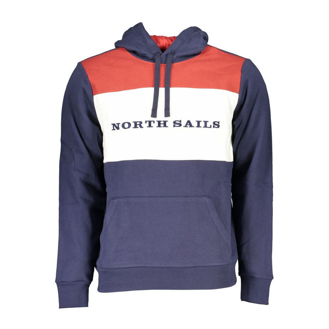 North Sails Blue Cotton Men Sweater with Hood North Sails