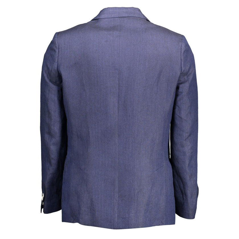 Gant Blue Linen Men Jacket Gant