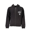 Tommy Hilfiger Black Cotton Men Sweater with Hood and Zip Pockets Tommy Hilfiger