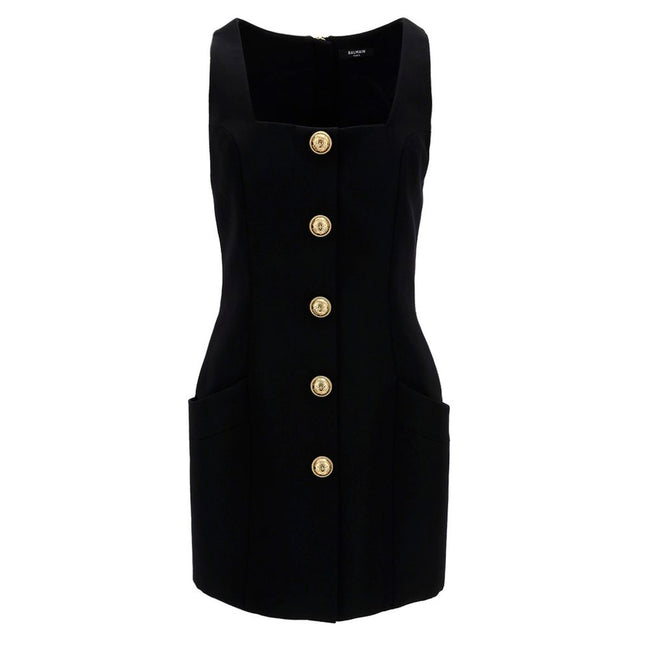 Balmain Black Wool Women Dress Balmain