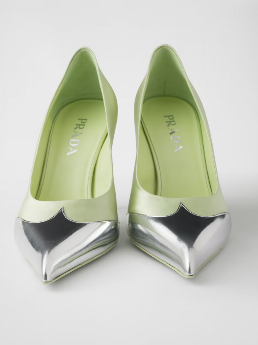Prada Satin And Metallic Leather Pumps Prada