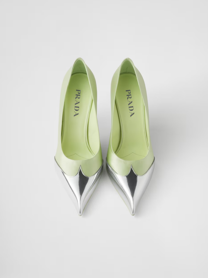 Prada Satin And Metallic Leather Pumps Prada