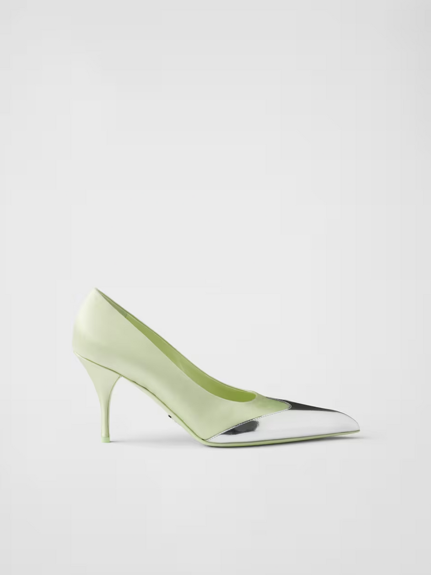 Prada Satin And Metallic Leather Pumps Prada