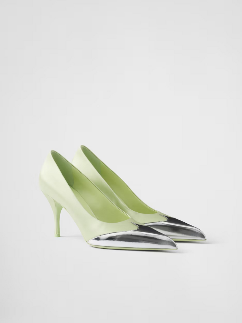 Prada Satin And Metallic Leather Pumps Prada