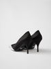 Prada Black Satin And Metallic Silver Leather Pumps Prada