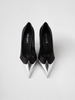 Prada Black Satin And Metallic Silver Leather Pumps Prada