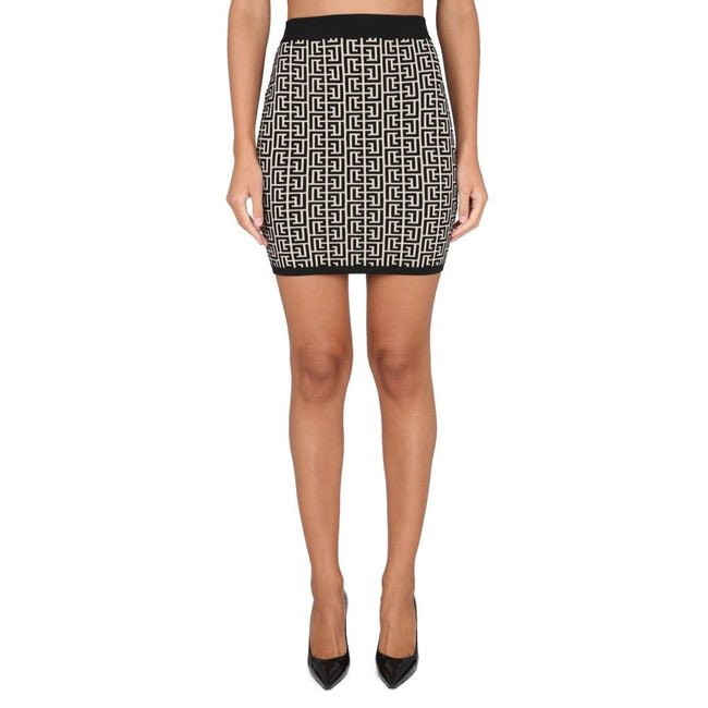 Balmain Black Viscose Skirt Balmain