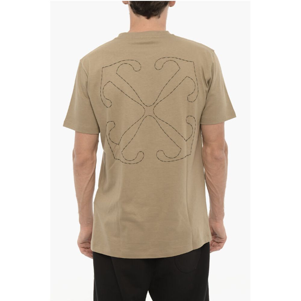 Off-White Slim Fit Crew-neck T-Shirt with Embroidered Logo Off-White