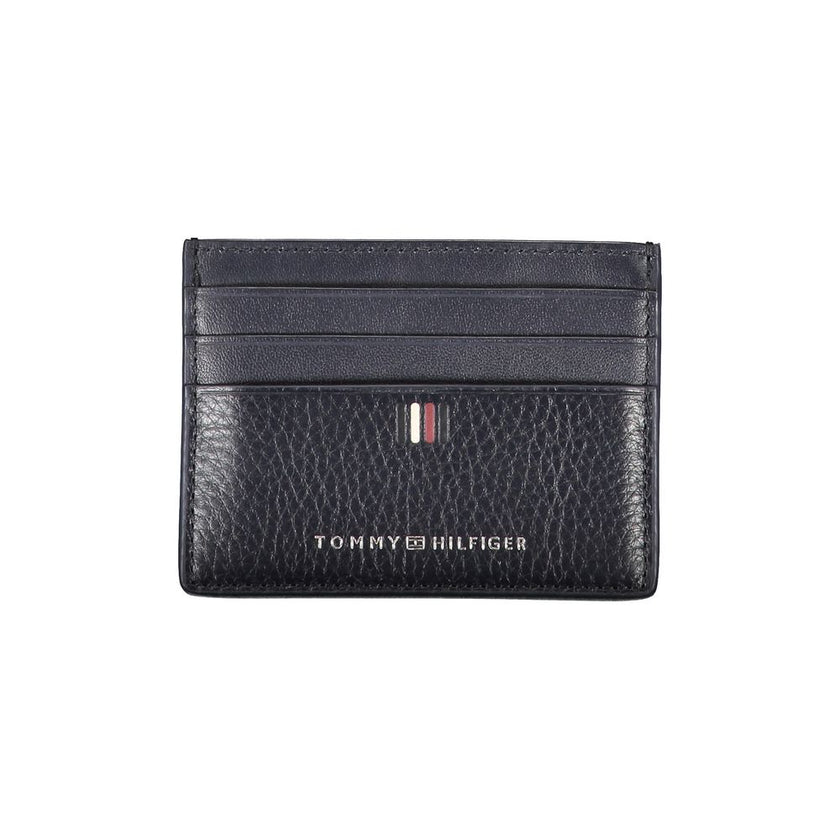 Tommy Hilfiger Sleek Blue Leather Card Holder with Contrast Details Tommy Hilfiger