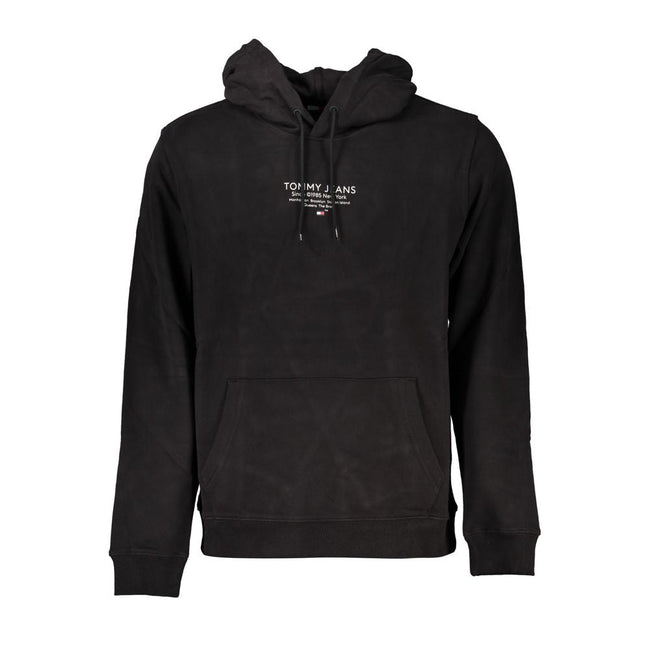 Tommy Hilfiger Black Cotton Men Sweater with Hood Tommy Hilfiger