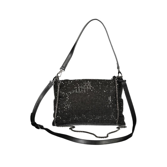 Mario Valentino Black Polyester Women Handbag with Rhinestone Details Mario Valentino