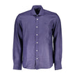 North Sails Blue Linen Men Shirt North Sails