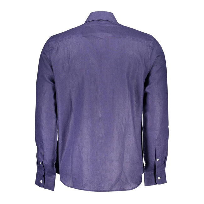 North Sails Blue Linen Men Shirt North Sails
