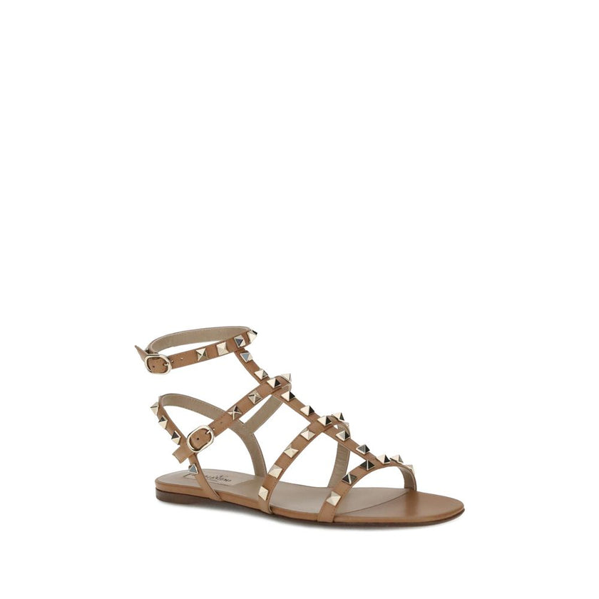 Valentino Garavani Beige Calf Leather Bos Taurus Sandals Valentino Garavani