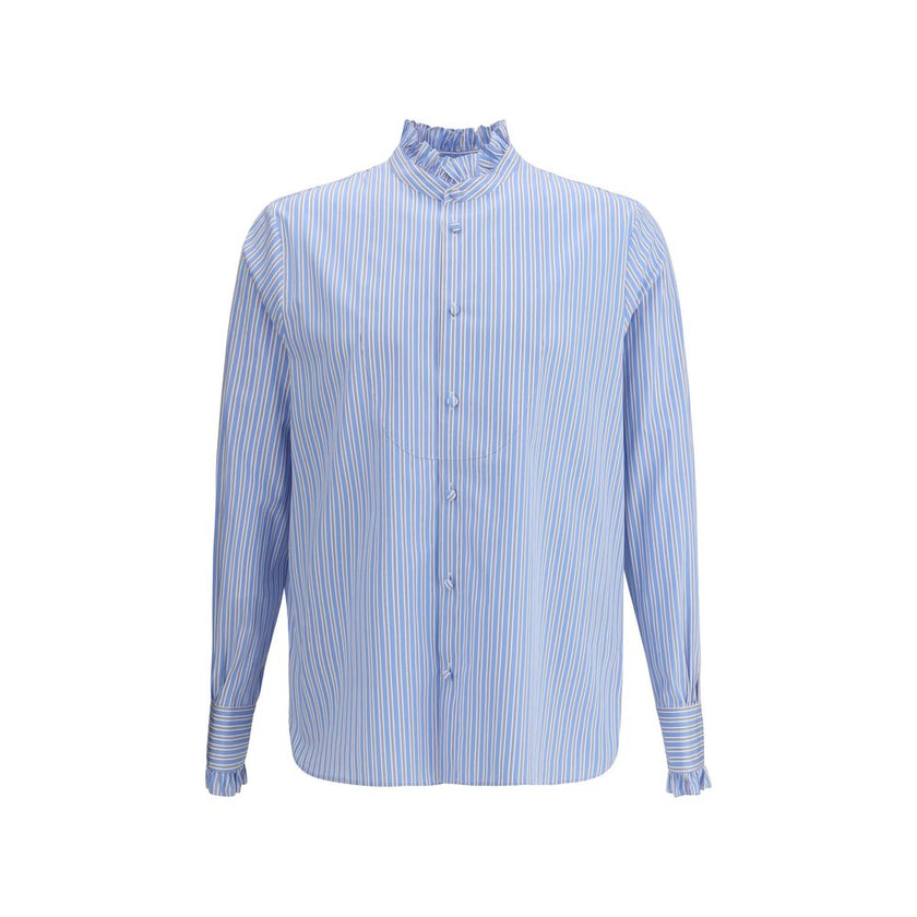 Valentino Light Blue Cotton Pattern Shirt Valentino