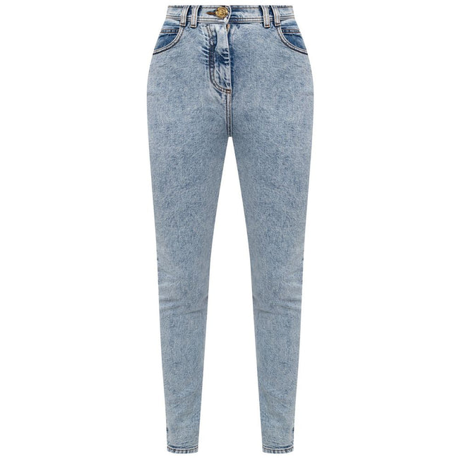 Balmain Blue Cotton Women's High-Waisted Jean Balmain