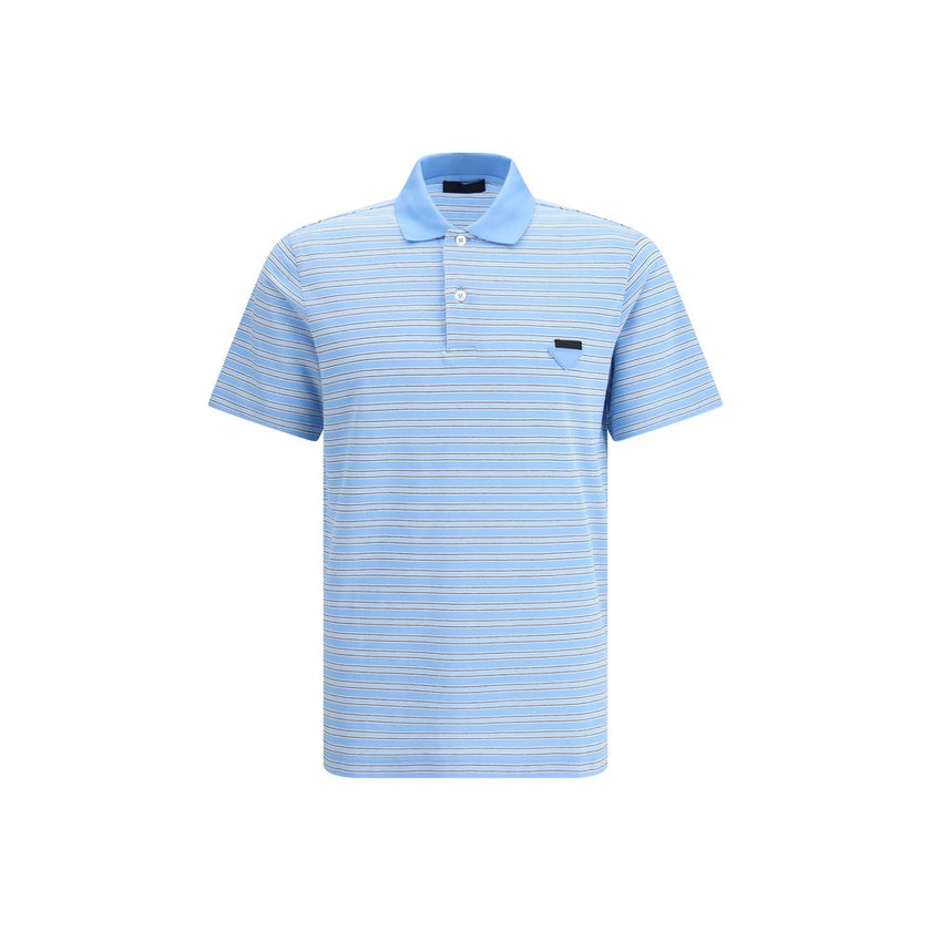 Prada Light Blue Cotton Polo Shirt Prada