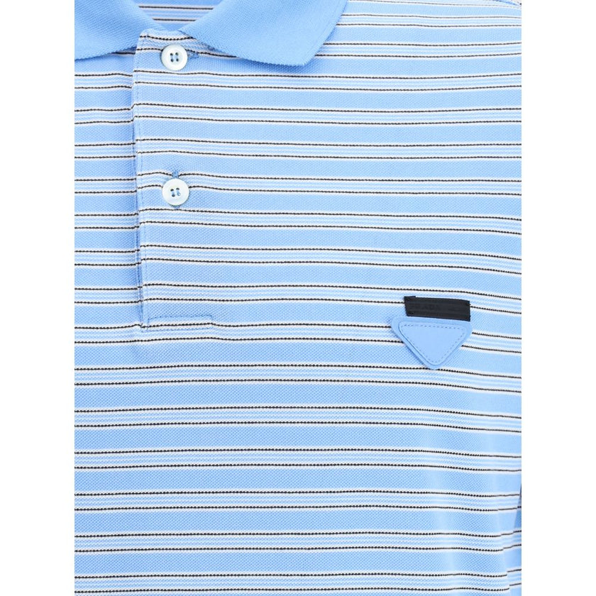 Prada Light Blue Cotton Polo Shirt Prada